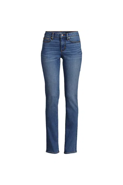Lands' End Women's Plus Size Mid Rise Straight Leg Blue Jeans
