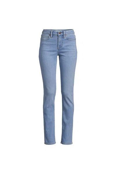 Lands' End Women's Plus Size Mid Rise Straight Leg Blue Jeans