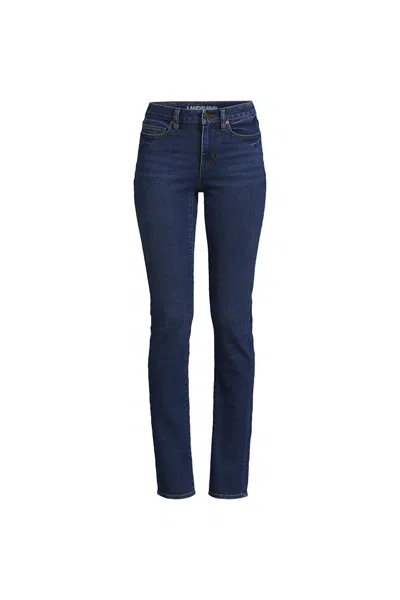 Lands' End Women's Plus Size Mid Rise Straight Leg Blue Jeans