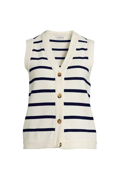 Lands' End Women's Plus Size Milano Sweater Vest In White
