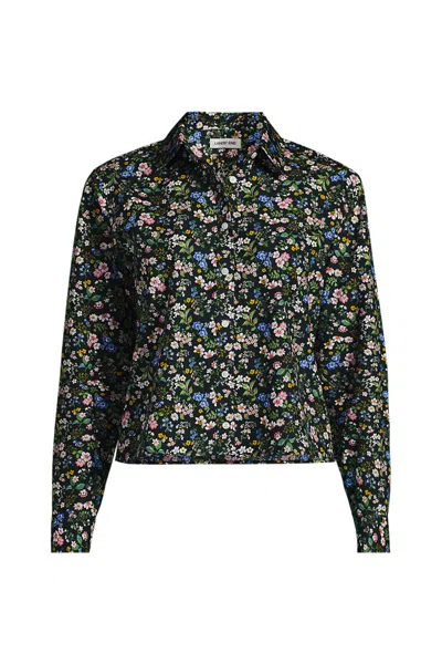 Lands' End Women's Plus Size No Iron Boxy Cropped Shirt In Green