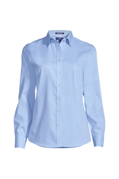 Lands' End Women's Plus Size No Iron Pinpoint Shirt In Blue