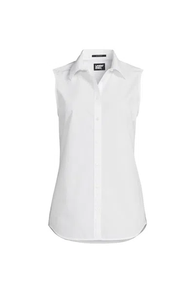 Lands' End Women's Plus Size No Iron Sleeveless Shirt In Gray