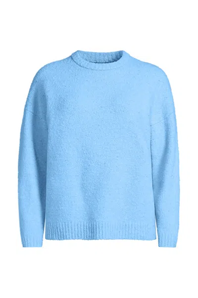 Lands' End Women's Plus Size Novelty Oversized Crew Neck Sweater In Blue