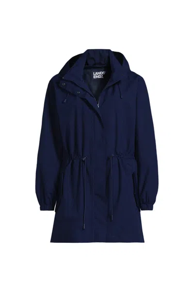 Lands' End Women's Plus Size Packable Rain Parka In Blue