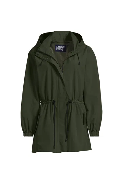 Lands' End Women's Plus Size Packable Rain Parka In Green