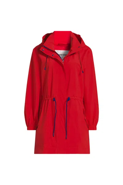Lands' End Women's Plus Size Packable Rain Parka In Red