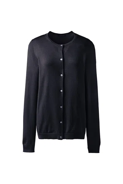 Lands' End Women's Plus Size Performance Crew Cardigan Sweater In Blue