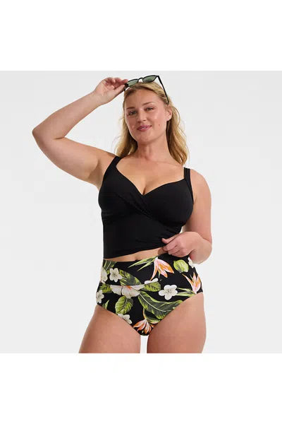 Lands' End Women's Plus Size Pinchless High Waisted Bikini Bottoms In Multi