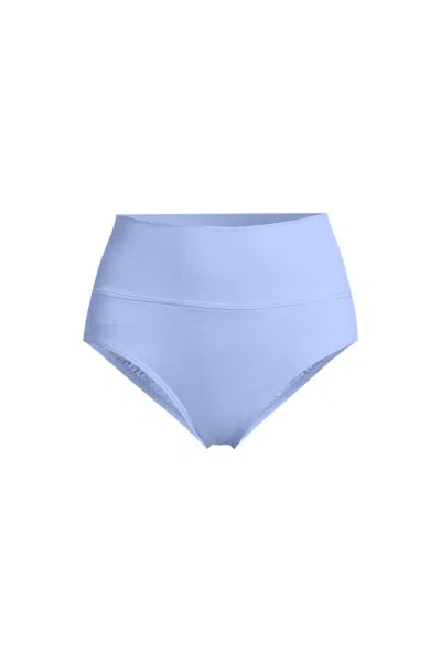 Lands' End Women's Plus Size Pinchless High Waisted Bikini Bottoms In Blue