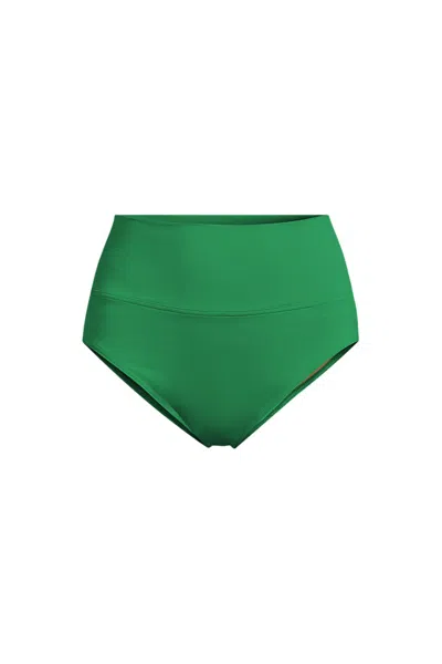 Lands' End Women's Plus Size Pinchless High Waisted Bikini Bottoms In Multi