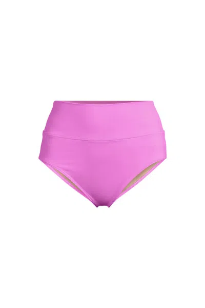 Lands' End Women's Plus Size Pinchless High Waisted Bikini Bottoms In Purple