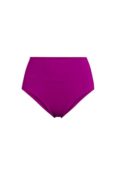 Lands' End Women's Plus Size Pinchless High Waisted Bikini Bottoms In Purple