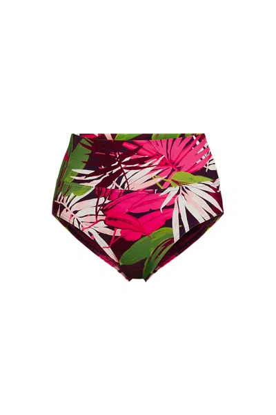 Lands' End Women's Plus Size Pinchless High Waisted Bikini Bottoms In Multi