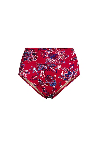 Lands' End Women's Plus Size Pinchless High Waisted Bikini Bottoms In Red
