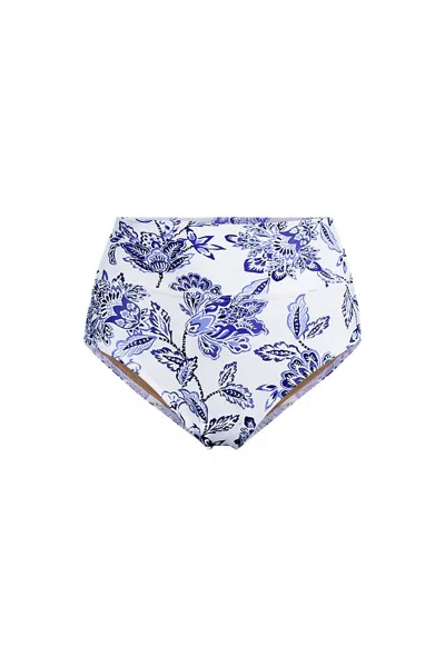 Lands' End Women's Plus Size Pinchless High Waisted Bikini Bottoms In Multi