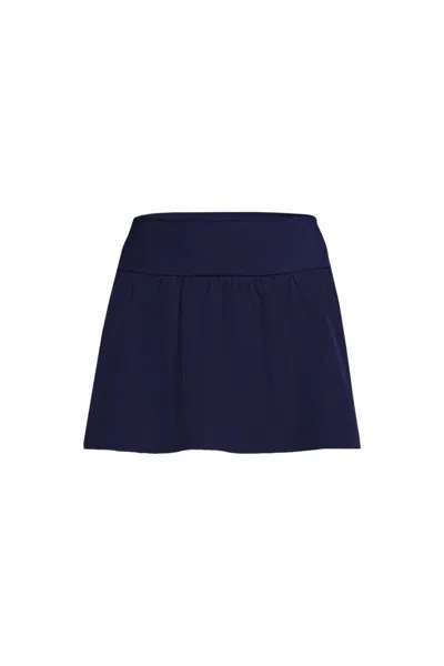 Lands' End Women's Plus Size Pinchless Mini Swim Skort In Blue