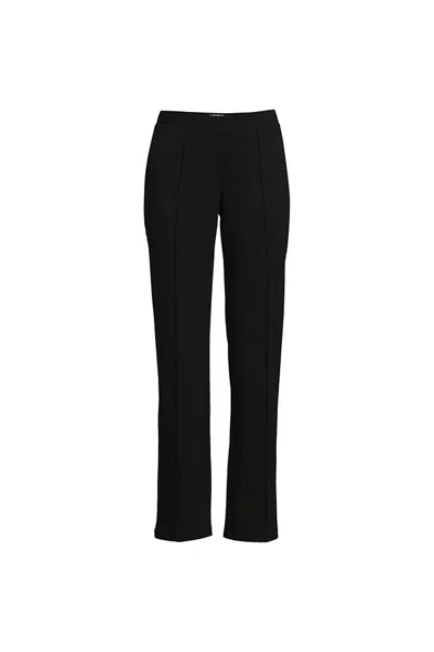 Lands' End Women's Plus Size Pintuck Straight Leg Ponte Pants In Black