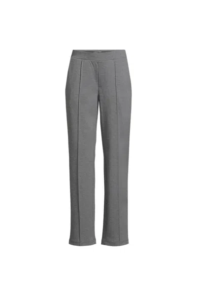Lands' End Women's Plus Size Pintuck Straight Leg Ponte Pants In Gray