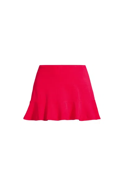 Lands' End Women's Plus Size Pique Ruffle Hem Mini Swim Skirt In Pink