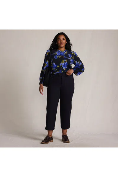 Lands' End Women's Plus Size Ponte High Rise Straight Leg Crop Pants In Black