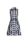 Lands' End Poplin Button Front Dress With Godets In Blue