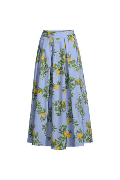 Lands' End Women's Plus Size Poplin Godet Maxi Skirt - Set Bottom In Blue