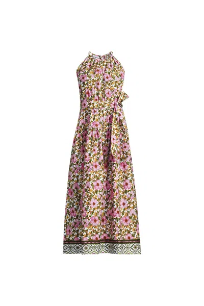 Lands' End Women's Plus Size Poplin Halter Midi Dress In Multi