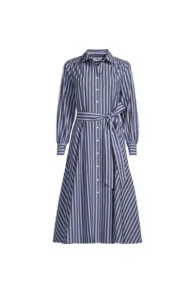 Lands' End Women's Plus Size Poplin Perfect Shirt Dress In Blue