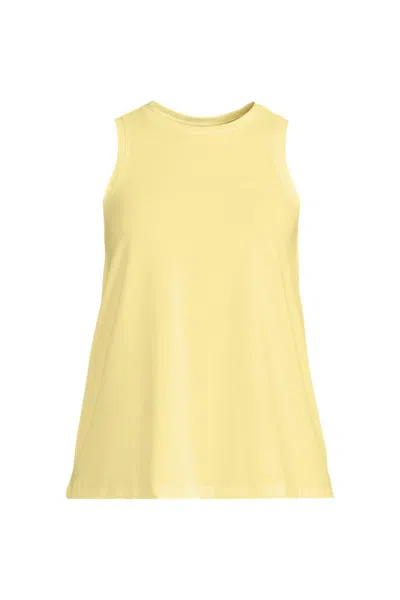 Lands' End Women's Plus Size Power Performance Crewneck Tank Top In Yellow