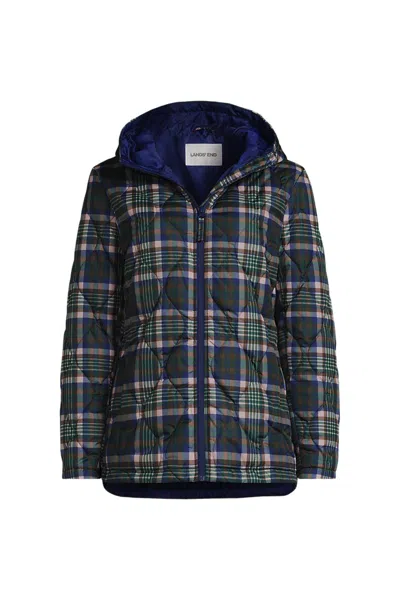 Lands' End Women's Plus Size Print Featherfree Quilted Insulated Jacket In Green