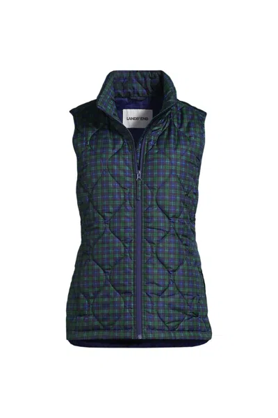 Lands' End Women's Plus Size Print Featherfree Quilted Insulated Vest In Multi