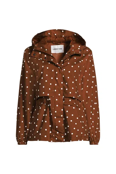 LANDS' END WOMEN'S PLUS SIZE PRINT SQUALL PACKABLE RAIN JACKET