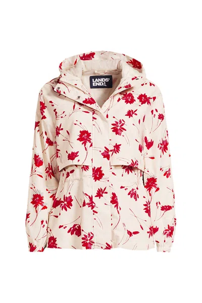 LANDS' END WOMEN'S PLUS SIZE PRINT SQUALL PACKABLE RAIN JACKET