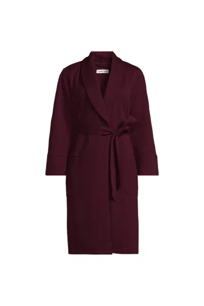 Lands' End Women's Plus Size Quilted Knee Length Robe In Purple