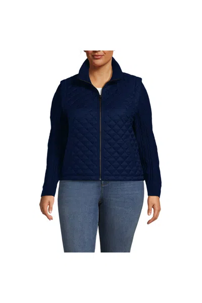 Lands' End Women's Plus Size Quilted Sweater Hybrid Barn Jacket In Blue