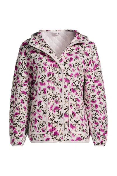 Lands' End Women's Plus Size Raindefense Knit Quilted Hooded Full Zip Jacket In Multi