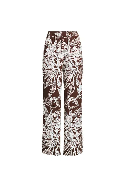 Lands' End Women's Plus Size Rayon High Rise Wide Leg Pants - Set Bottom In Brown