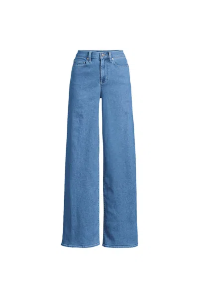Lands' End Women's Plus Size Recover Denim High Rise Extra Wide Leg Jeans In Blue