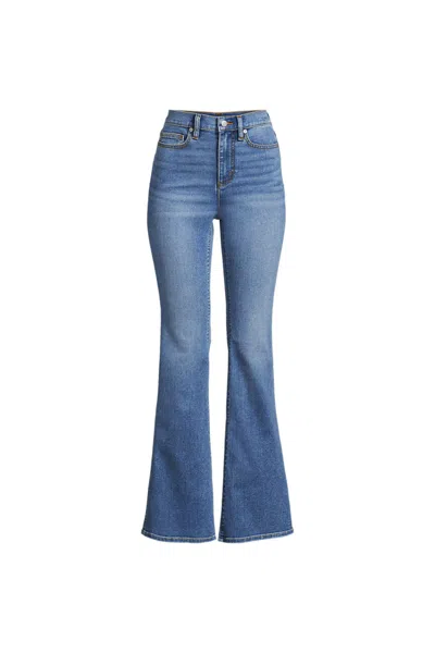 Lands' End Women's Plus Size Recover Denim High Rise Flare Jeans In Blue