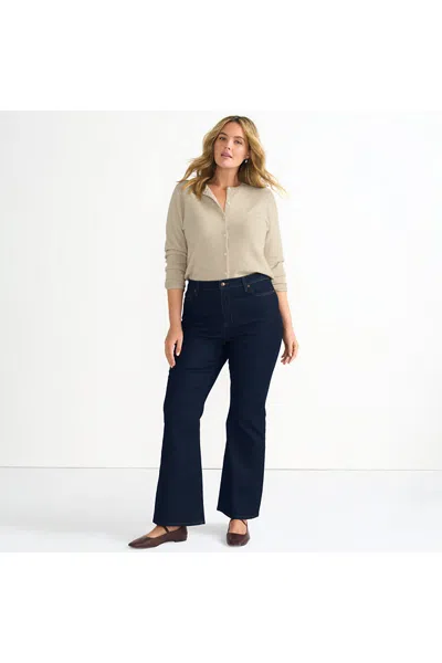 Lands' End Women's Plus Size Recover Denim High Rise Flare Jeans In Blue