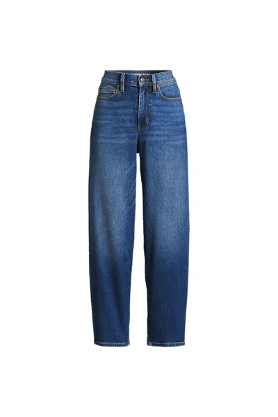 Lands' End Women's Plus Size Recover High Rise Barrel Leg Ankle Jeans In Blue
