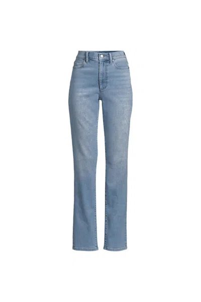 Lands' End Women's Plus Size Recover High Rise Straight Leg Blue Jeans