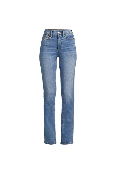 Lands' End Women's Plus Size Recover High Rise Straight Leg Blue Jeans