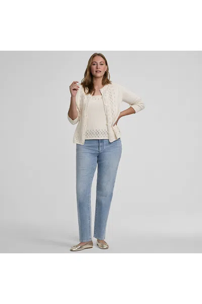 Lands' End Women's Plus Size Recover High Rise Straight Leg Blue Jeans