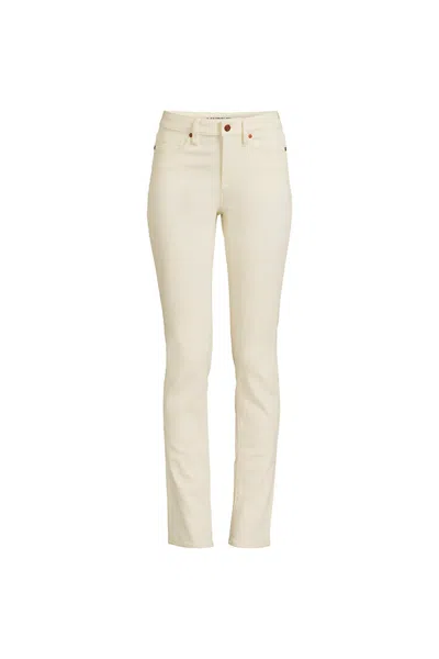 Lands' End Women's Plus Size Recycled Denim Mid Rise Straight Leg Jeans In White
