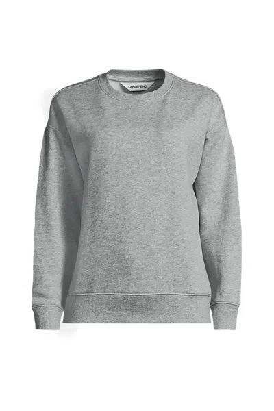 Lands' End Women's Plus Size Relaxed Serious Sweats Long Sleeve Crewneck Sweatshirt In Gray