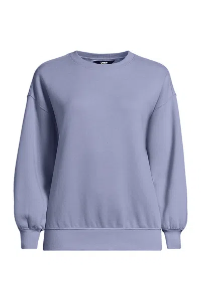 Lands' End Women's Plus Size Relaxed Serious Sweats Long Sleeve Crewneck Sweatshirt In Purple