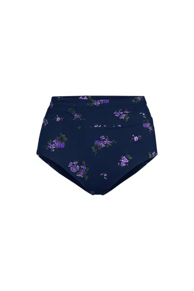 Lands' End Women's Plus Size Ruched High Waisted Full Coverage Bikini Bottoms In Blue
