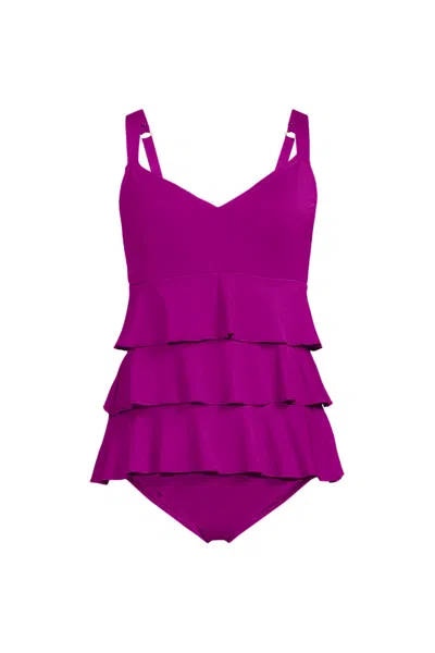 Lands' End Women's Plus Size Ruffle Fauxkini One Piece Swimsuit In Pattern